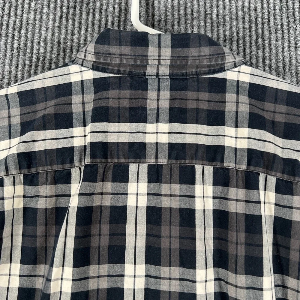 Banana Republic Shirt Mens Medium Black Plaid Long Sleeve Button Up‎ Slim Fit